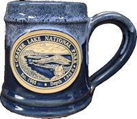 Deneen Pottery Crater Lake Tankard Mug Blue With White